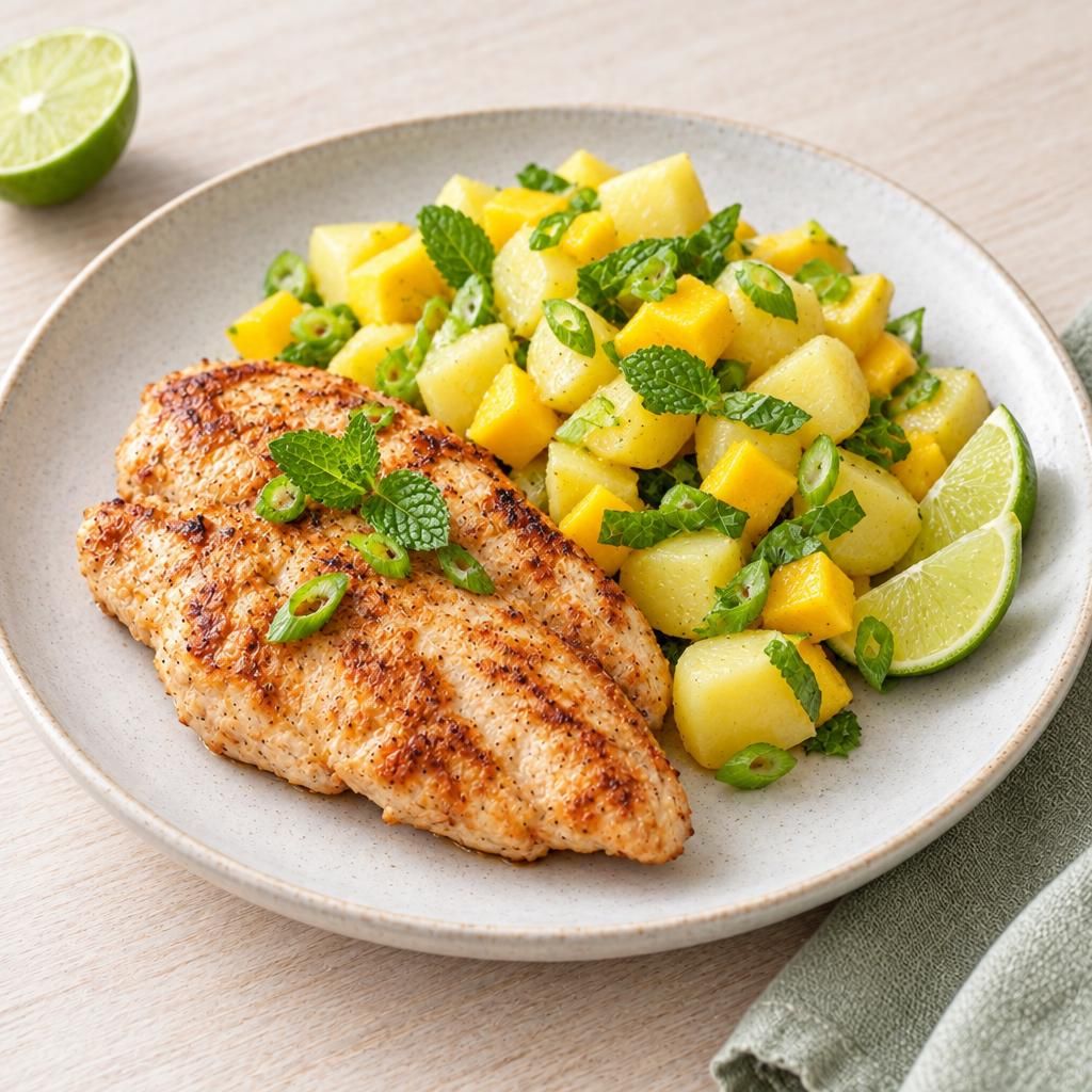 Karibisches Hähnchen mit Kartoffel-Mango-Salsa
