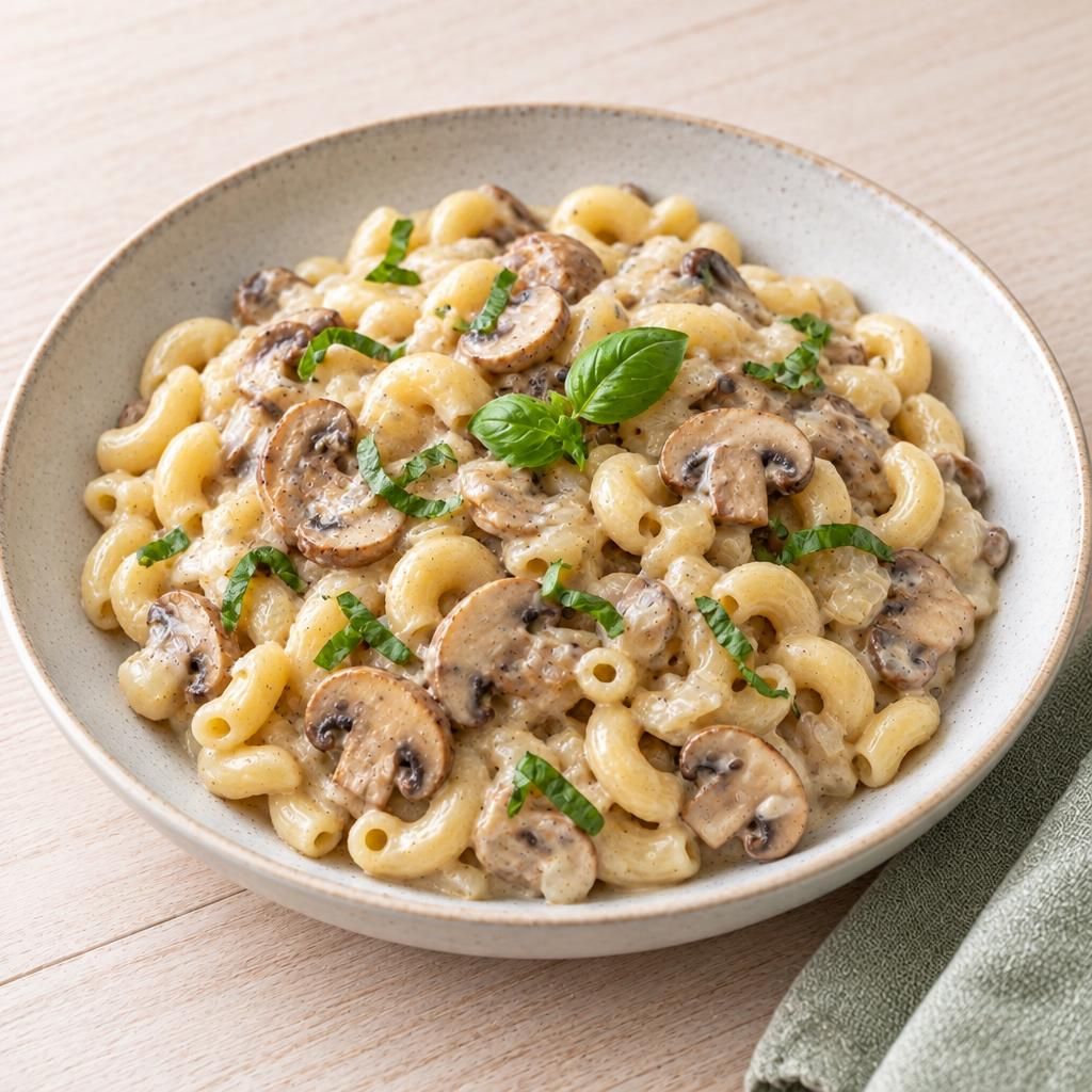 Macaroni mit Pilzrahmsauce