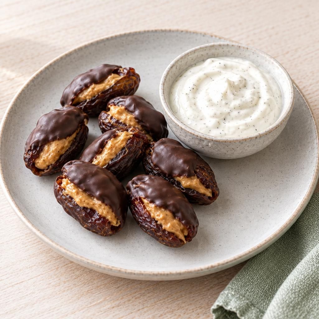 Erdnuss-Datteln mit Skyr-Dip