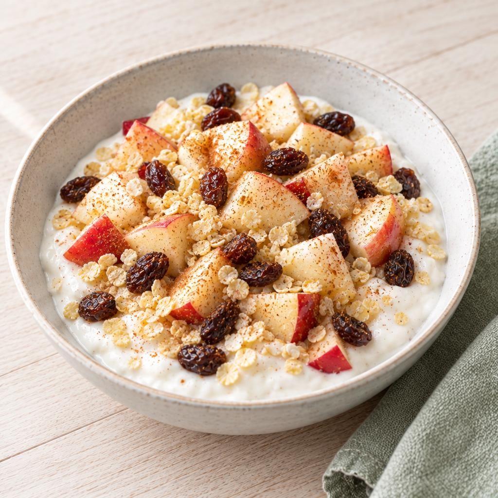 Apfel-Zimt-Sojajoghurt mit Hirseflocken