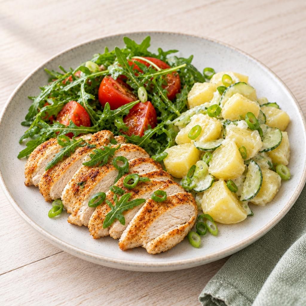 Rucolahähnchen und Kartoffelsalat