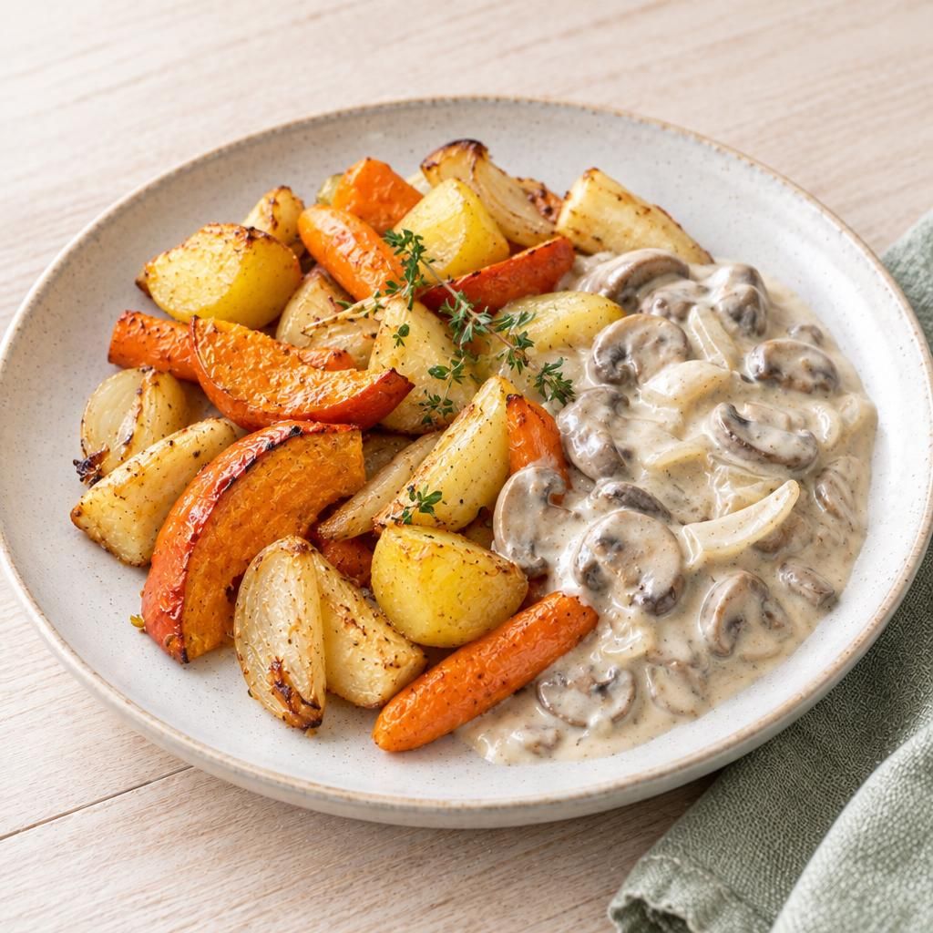 Ofengemüse mit Pilzsauce