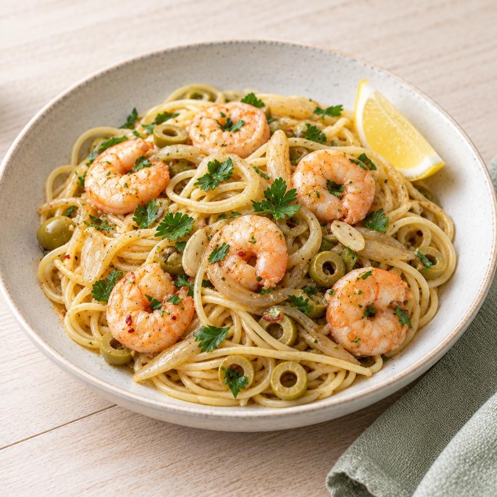 Pikante Spaghetti mit Garnelen