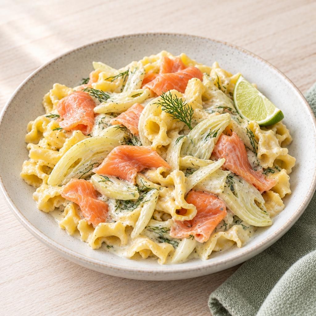Lachs-Nudeln mit Fenchel-Sahnesoße