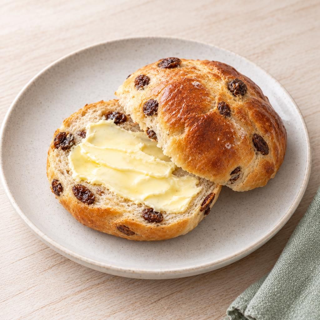 Rosinenbrötchen mit Butter