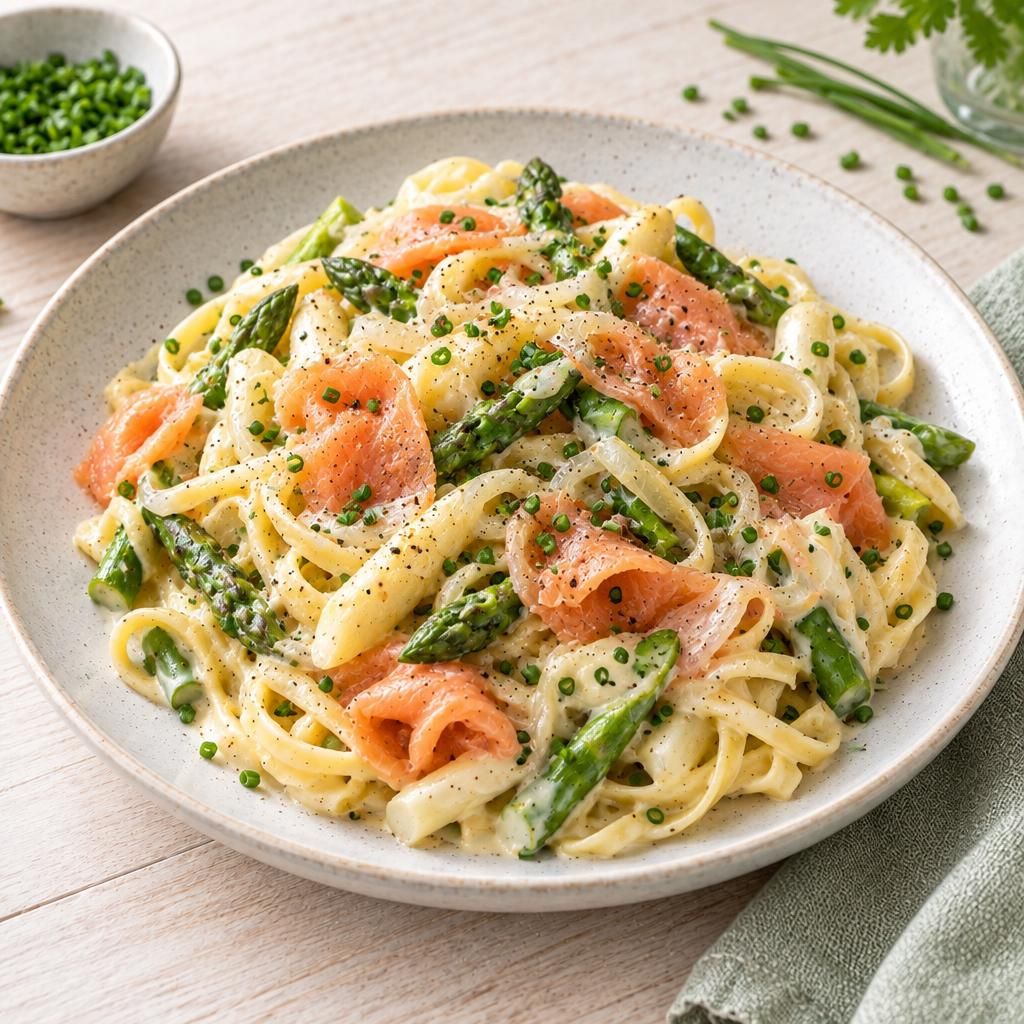Spargel-Lachs-Tagliatelle