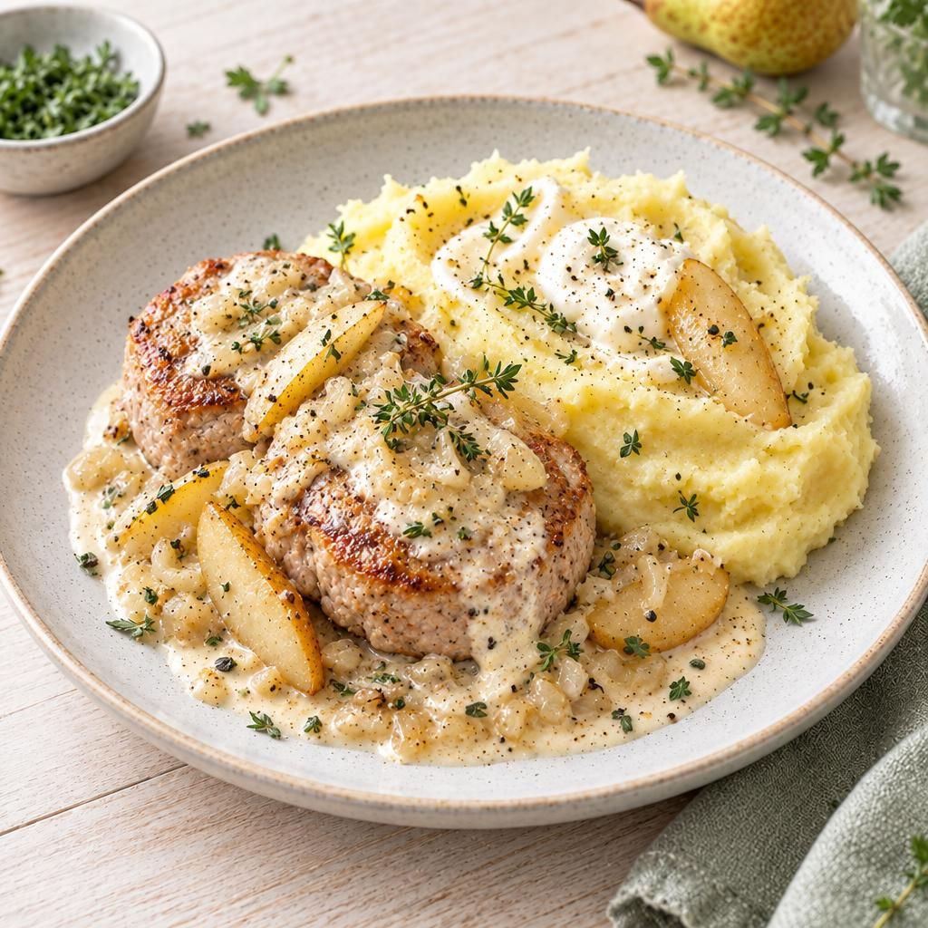 Schweinemedaillons mit Birnen-Kartoffelpüree