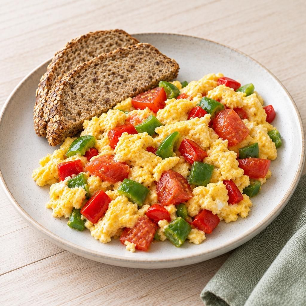 Rührei mit Paprika und Tomate