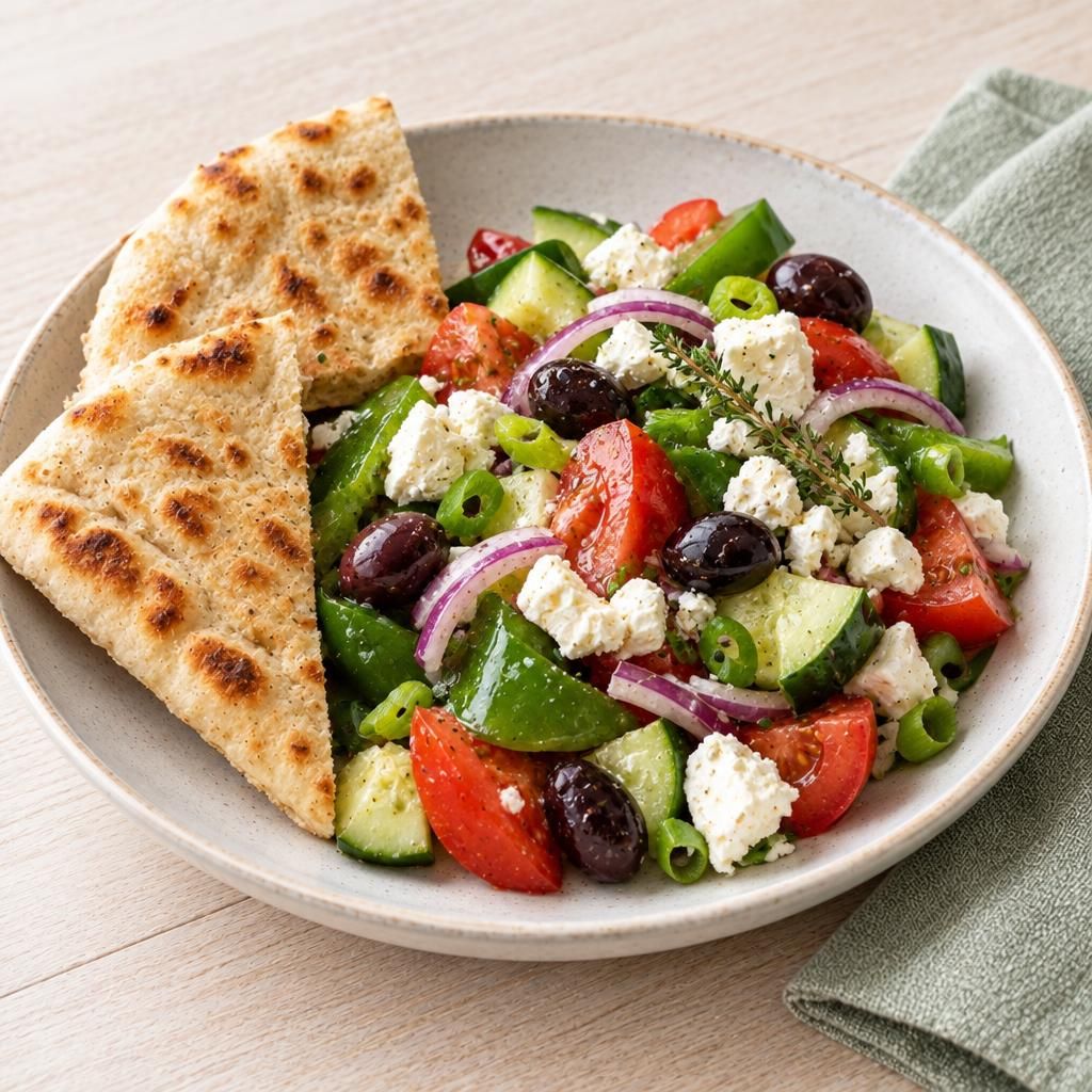 Griechischer Bauernsalat mit Fladenbrot