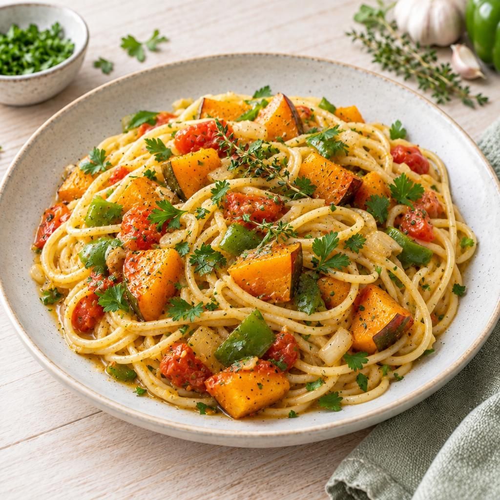Spaghetti mit Kürbis