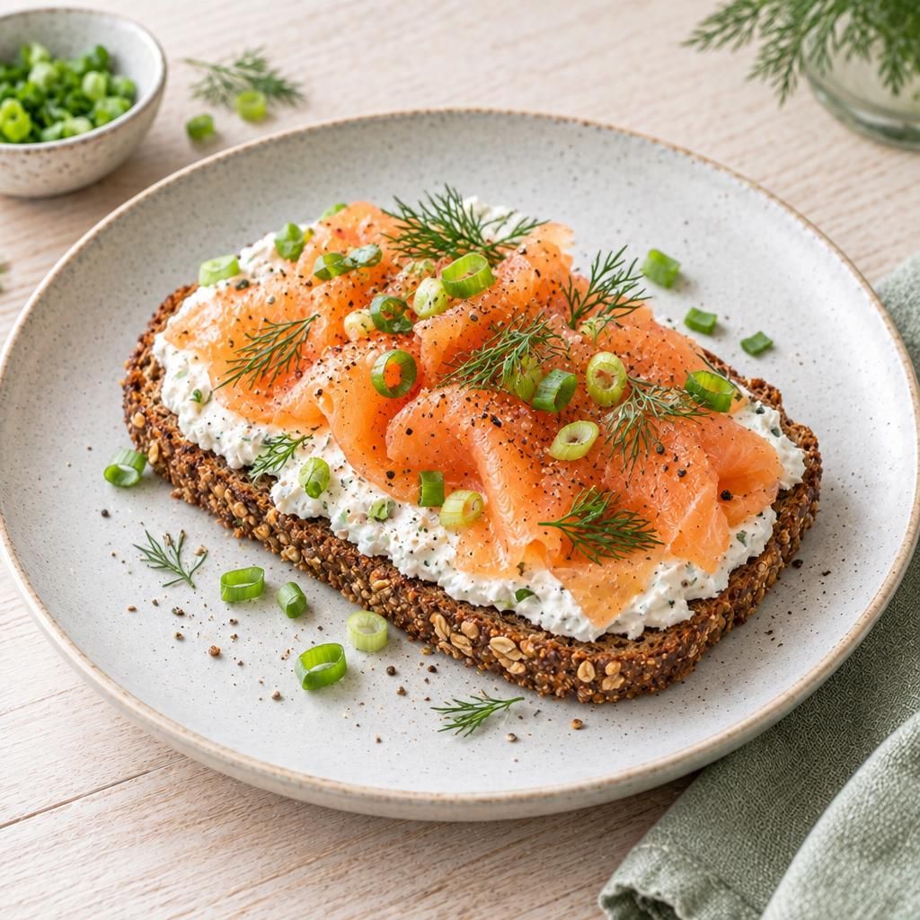 Vollkornbrot mit Lachsfrischkäse