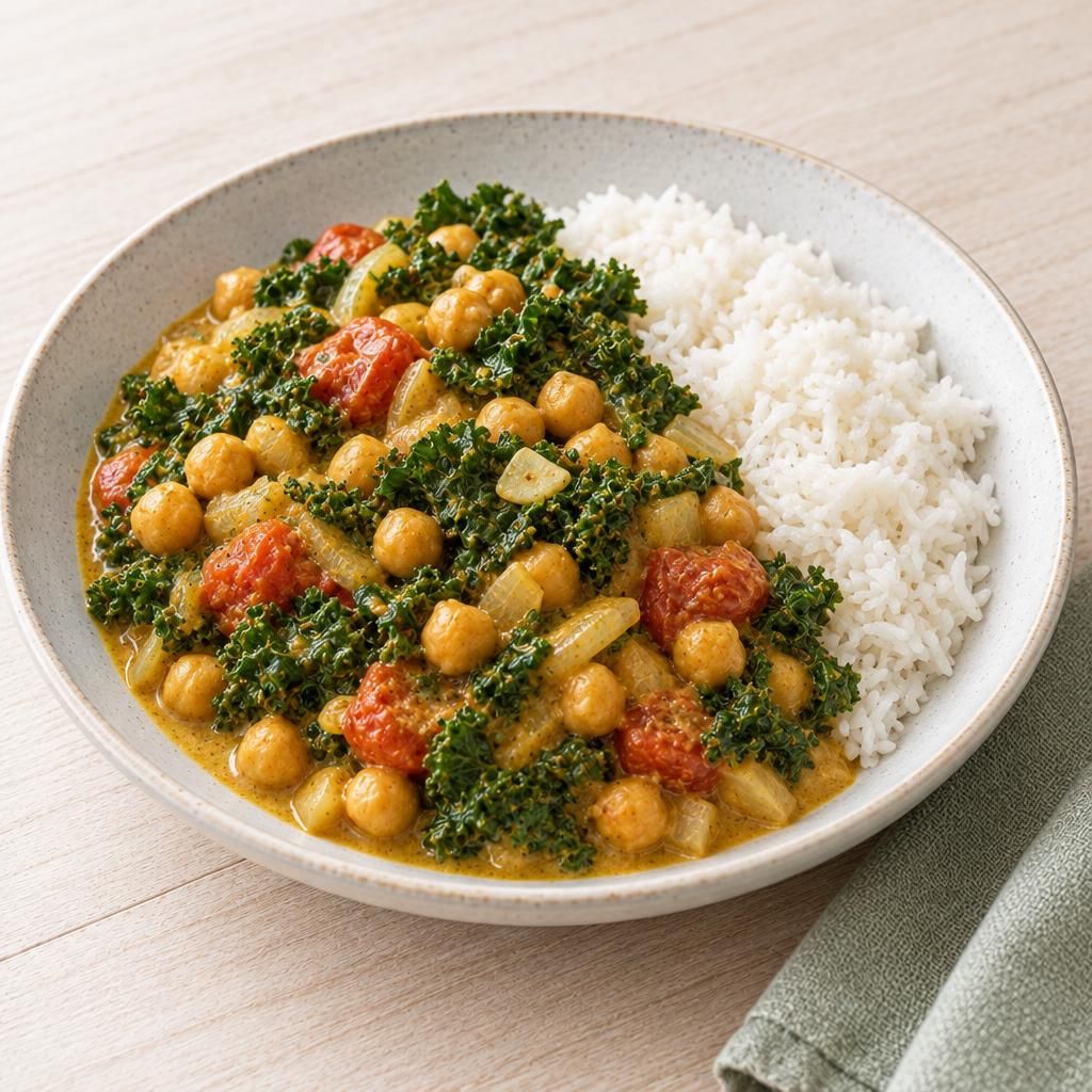 Kichererbsen-Grünkohl-Curry mit Reis
