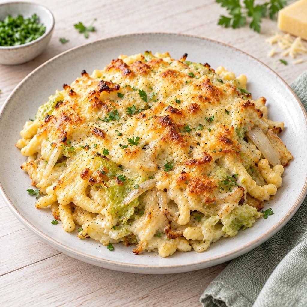 Überbackene Spätzle mit Kohl