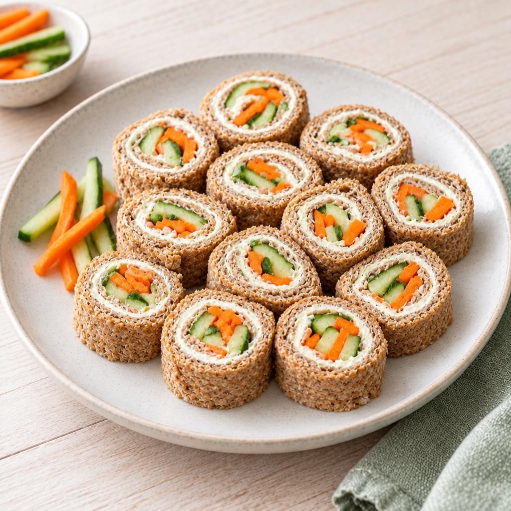 Brot-Sushi mit Gurke und Möhre