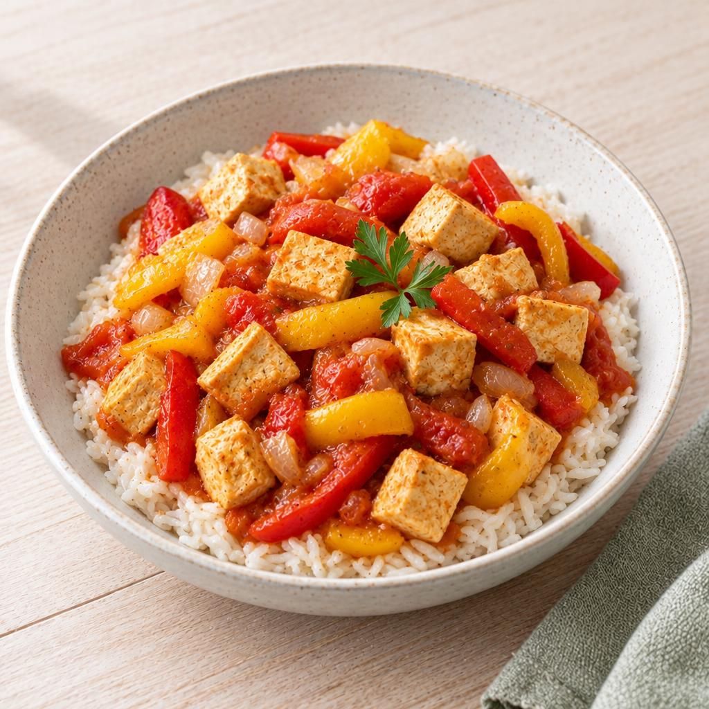 Schneller Paprika-Tofu-Reis