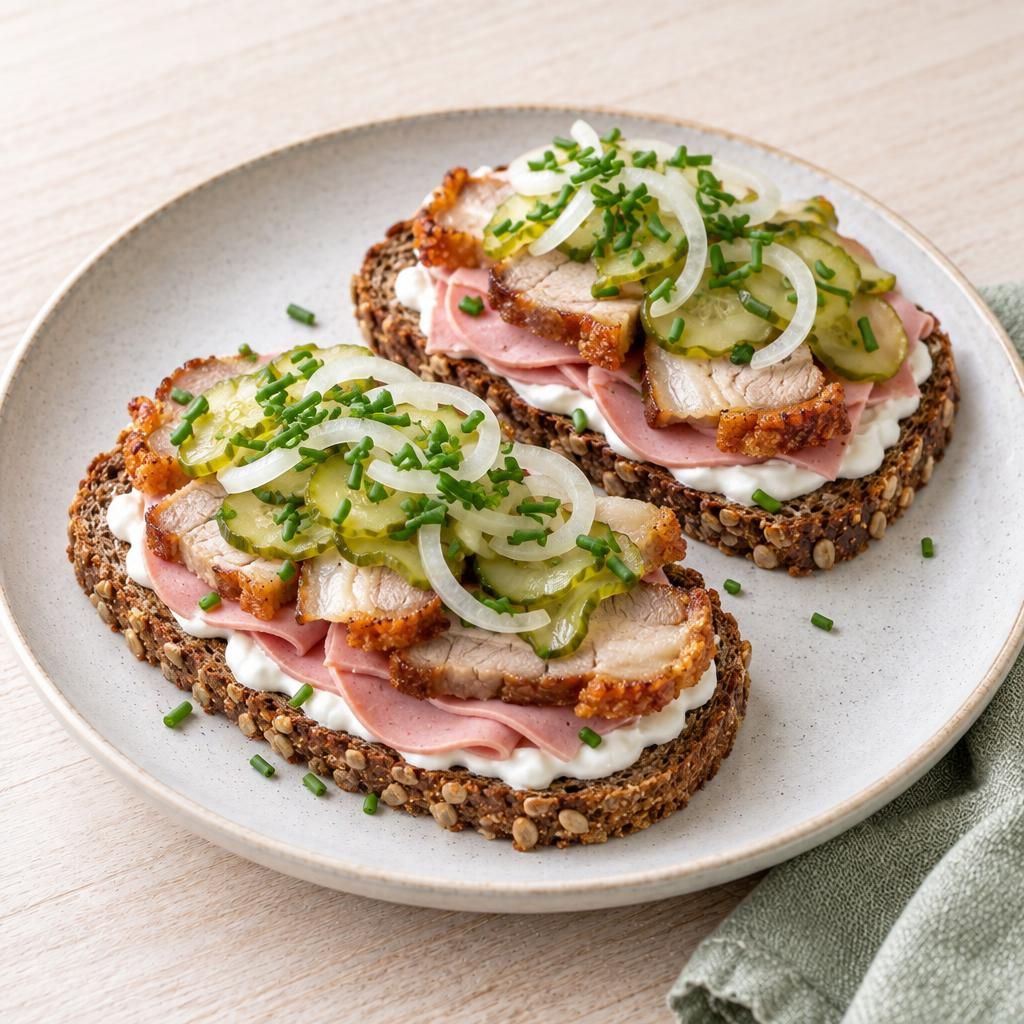 Belegte Brote mit Krustenbraten