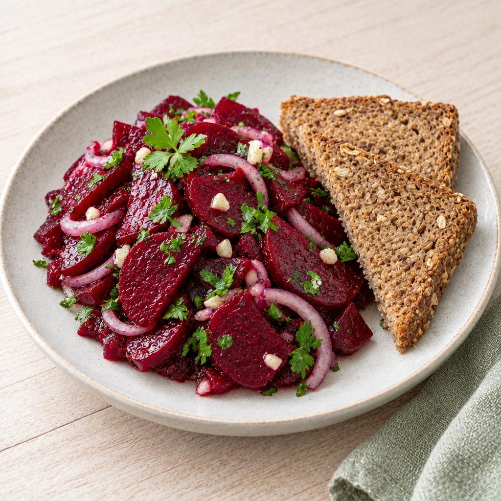 Rote-Bete-Salat mit Vollkornbrot