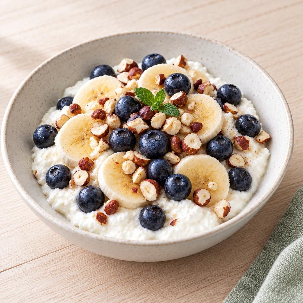 Quark mit Blaubeeren und Banane