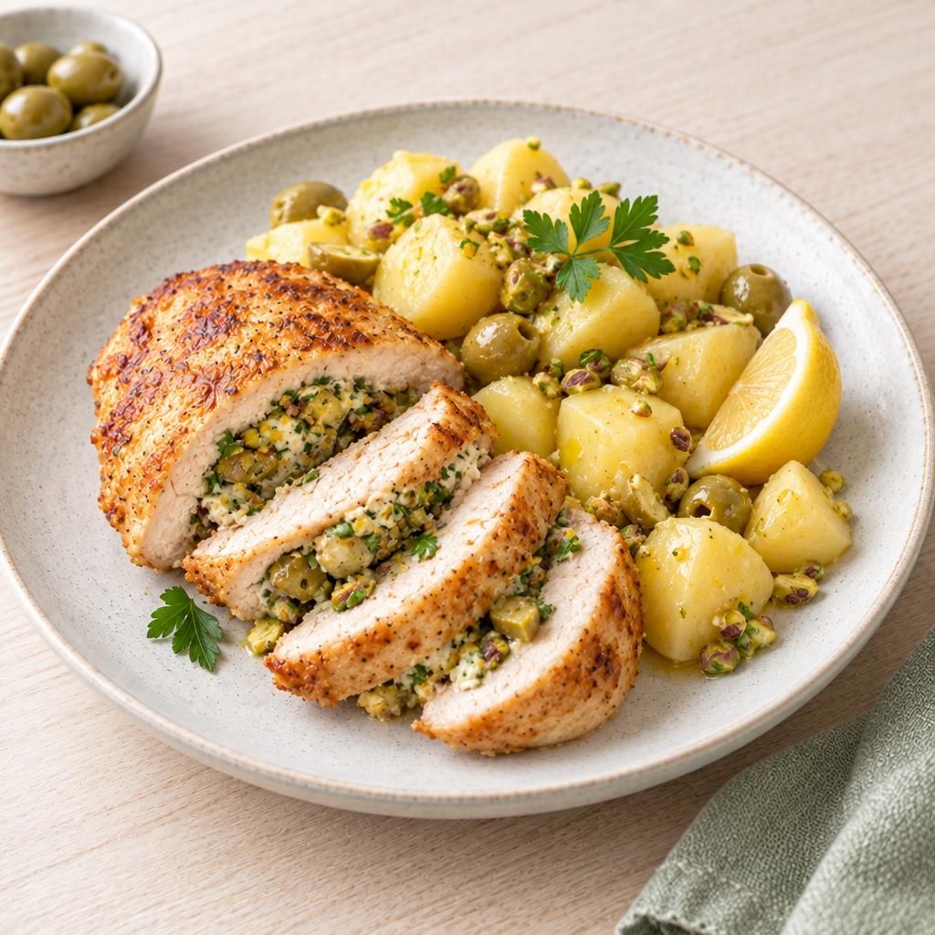 Gefülltes Hähnchen mit Kartoffeln