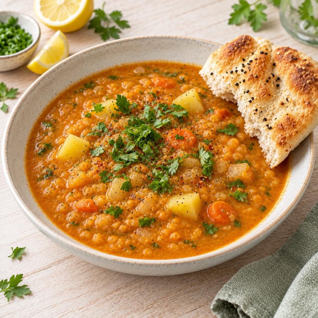 Türkische Linsensuppe mit Fladenbrot