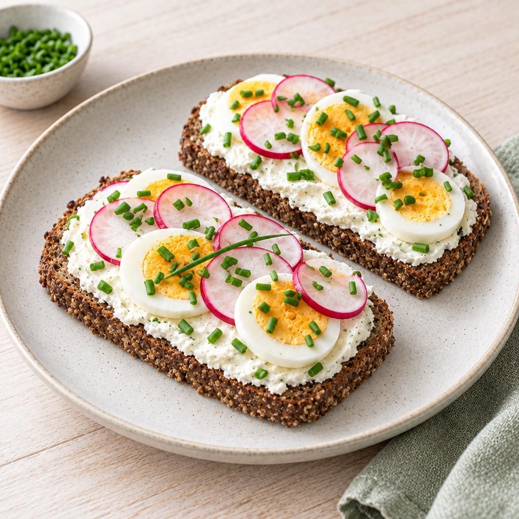 Belegte Brote mit Ei und Radieschen