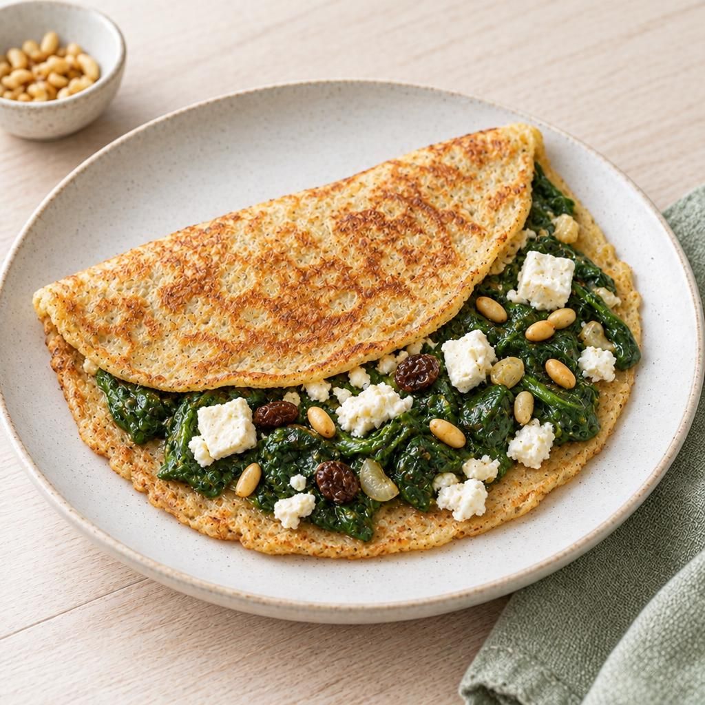 Pfannkuchen mit Spinat und Feta