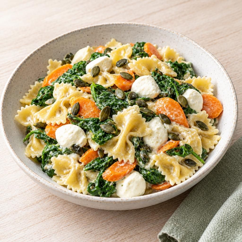 Karotten-Spinat-Farfalle